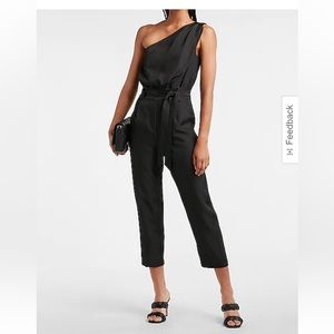 Draped One Shoulder Belted Jumpsuit